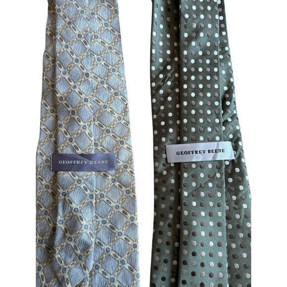 Geoffrey Beene Neckties 2 Hand Made 100% Silk Men’s Neck Tie Made In China - Picture 2 of 2